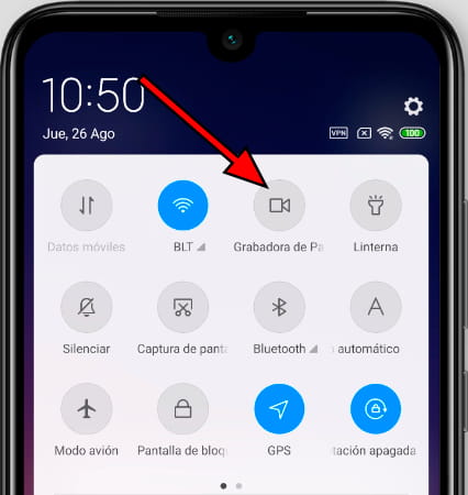 Icono grabar pantalla Poco X6 Pro
