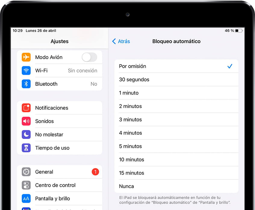 Bloqueo automático acceso guiado