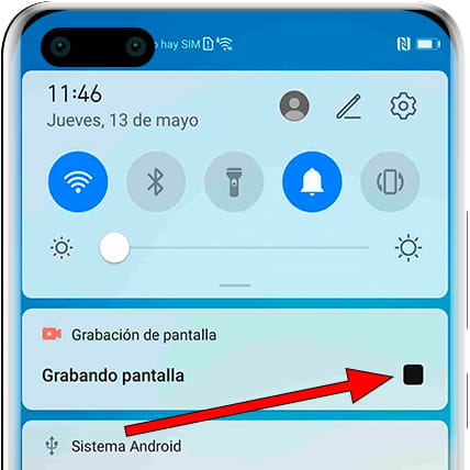 Detener grabación de pantalla Mate 30E Pro 5G