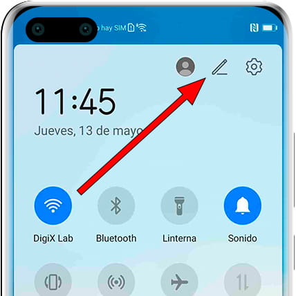 Icono editar panel rápido Mate 30E Pro 5G