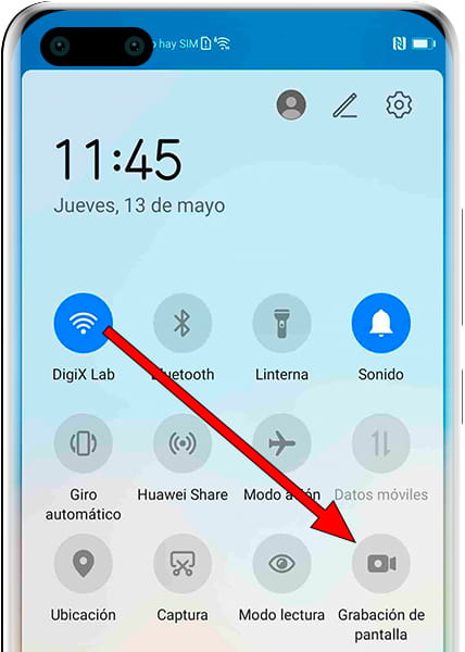 Icono grabar pantalla Mate 30E Pro 5G