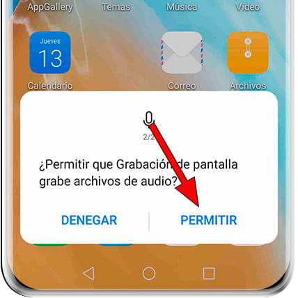 Mensaje permiso grabar audio Huawei Mate 30E Pro 5G