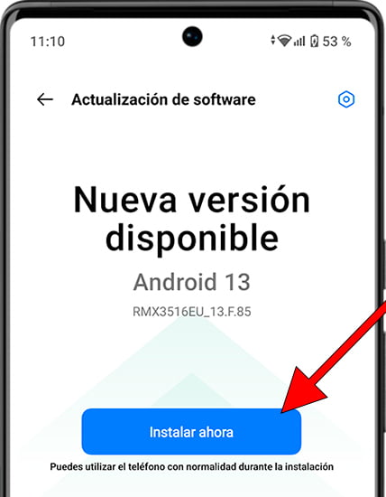 Instalar ahora actualización Android
